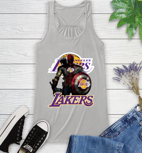 Los Angeles Lakers NBA Basketball Captain America Thor Spider Man Hawkeye Avengers Racerback Tank