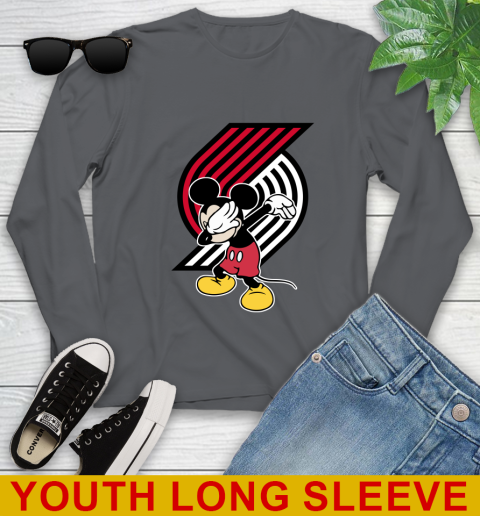 Portland Trail Blazers NBA Basketball Dabbing Mickey Disney Sports Youth Long Sleeve 9
