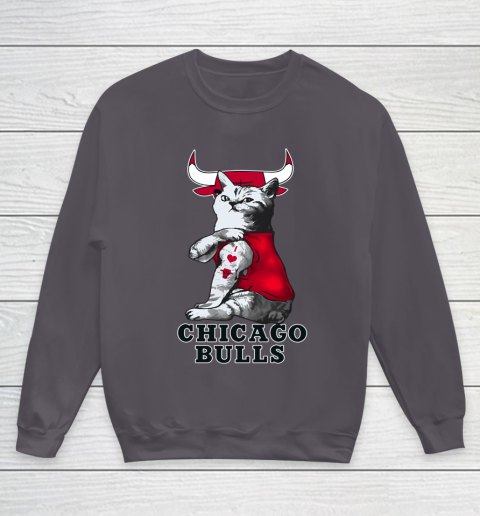 NBA Basketball My Cat Loves Chicago Bulls Youth Sweatshirt 5