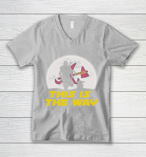 Atlanta Braves MLB Baseball Star Wars Yoda And Mandalorian This Is The Way V-Neck T-Shirt 3