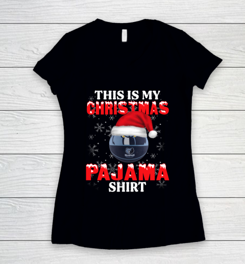 Memphis Grizzlies This Is My Christmas Pajama Shirt NBA Women's V-Neck T-Shirt