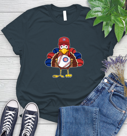 Chicago Cubs Turkey thanksgiving Women's T-Shirt 8