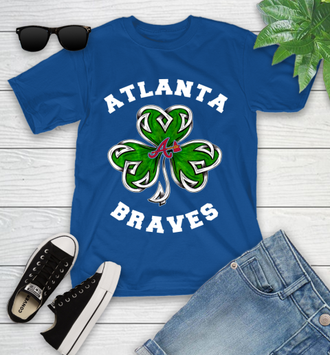 MLB Atlanta Braves Three Leaf Clover St Patrick's Day Baseball Sports Youth T-Shirt 12
