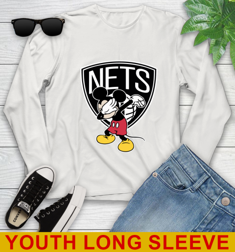 Brooklyn Nets NBA Basketball Dabbing Mickey Disney Sports Youth Long Sleeve 12