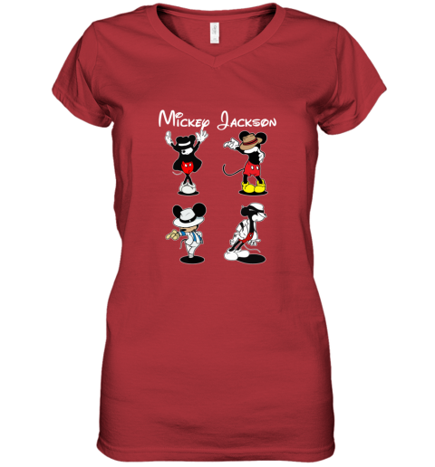 m3zw mickey jackson four style dance micheal jackson women v neck t shirt 39 front red