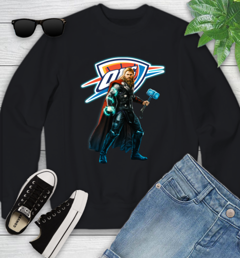 NBA Thor Avengers Endgame Basketball Oklahoma City Thunder Youth Sweatshirt 2