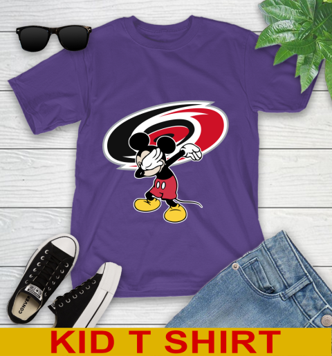 Carolina Hurricanes NHL Hockey Dabbing Mickey Disney Sports Youth T-Shirt 4