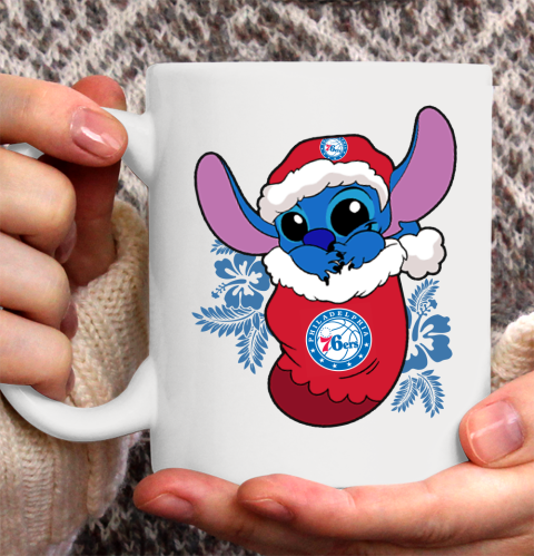 Philadelphia 76ers Christmas Stitch In The Sock Funny Disney NBA Ceramic Mug 11oz 2