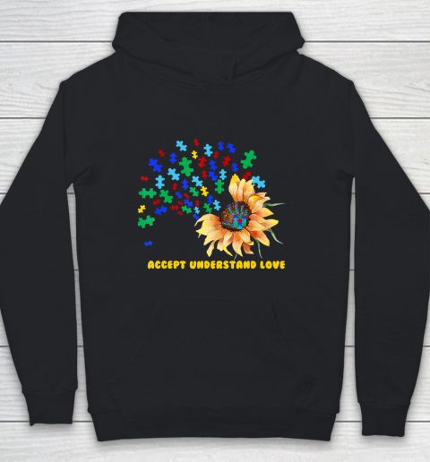 Autism Awareness Month Accept Understand Love Sunflower Youth Hoodie