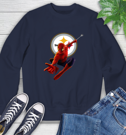 NFL Spider Man Avengers Endgame Football Pittsburgh Steelers Sweatshirt 3