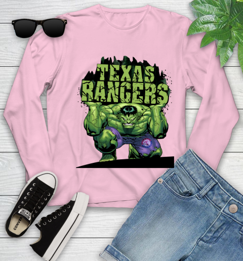 Texas Rangers MLB Baseball Incredible Hulk Marvel Avengers Sports Youth Long Sleeve 10