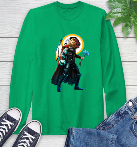 NFL Thor Avengers Endgame Football Washington Redskins Long Sleeve T-Shirt 7