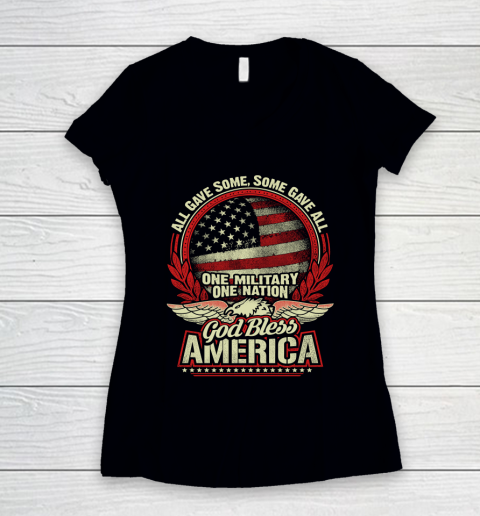 Veteran Shirt God Bless America Women's V-Neck T-Shirt