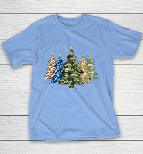 Camo Print Christmas Trees with Camouflage Print Xmas Youth T-Shirt 8