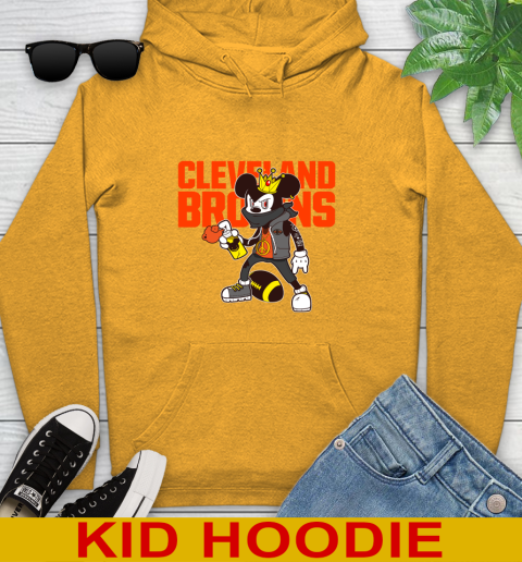 Cleveland Browns NFL Football Mickey Peace Sign Sports Youth Hoodie 3