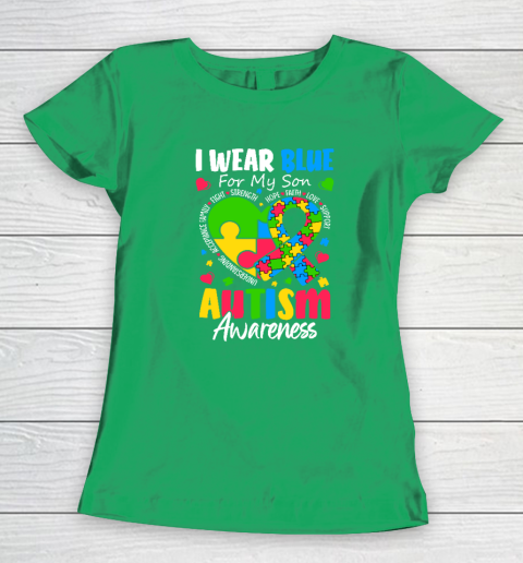I Wear Blue For My Son Autism Awareness Women's T-Shirt 4
