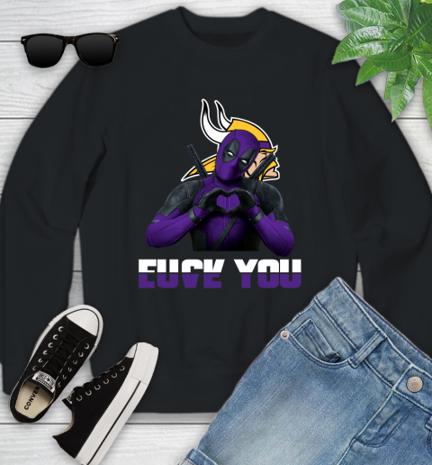 NHL Minnesota Vikings Deadpool Love You Fuck You Football Sports Youth Sweatshirt