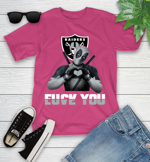 NHL Oakland Raiders Deadpool Love You Fuck You Football Sports Youth T-Shirt 11