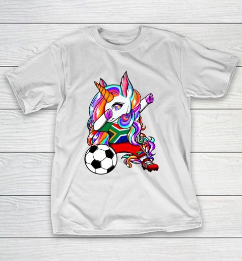 Dabbing Unicorn South Africa Soccer Fans Jersey Football T-Shirt