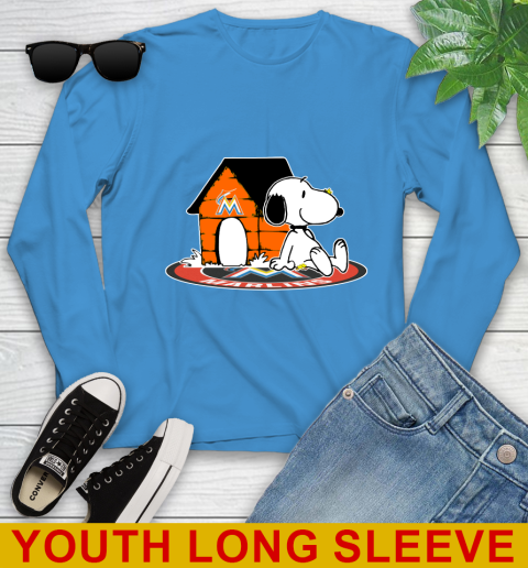 MLB Baseball Miami Marlins Snoopy The Peanuts Movie Shirt Youth Long Sleeve 8