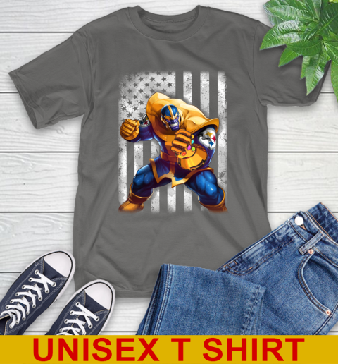 NFL Football Pittsburgh Steelers Thanos Marvel American Flag Shirt T-Shirt 10