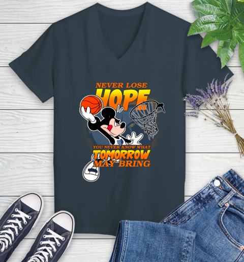 Memphis Grizzlies NBA Basketball Mickey Disney Never Lose Hope Women's V-Neck T-Shirt 8
