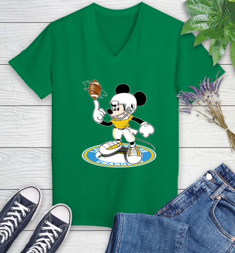 NFL Football Los Angeles Chargers Cheerful Mickey Disney Shirt Women's V-Neck T-Shirt 6 NFL Football Los Angeles Chargers Cheerful Mickey Disney Shirt Women's V-Neck T-Shirt - Image 6