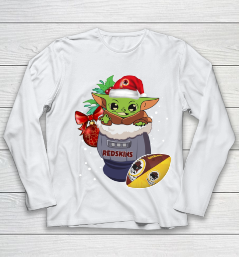Washington Redskins Christmas Baby Yoda Star Wars Funny Happy NFL Youth Long Sleeve 2
