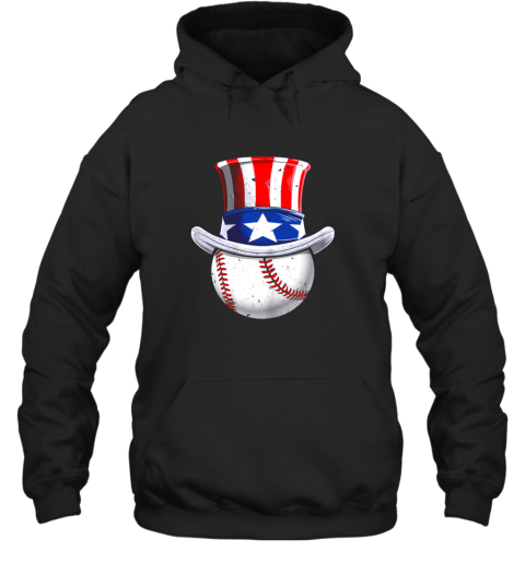 Baseball Uncle Sam Shirt 4th of July Boys American Flag Hoodie