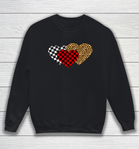 Leopard Heart Buffalo Plaid Heart Valentine Day Sweatshirt