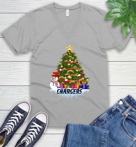 Los Angeles Chargers Merry Christmas NFL Football Sports V-Neck T-Shirt 4