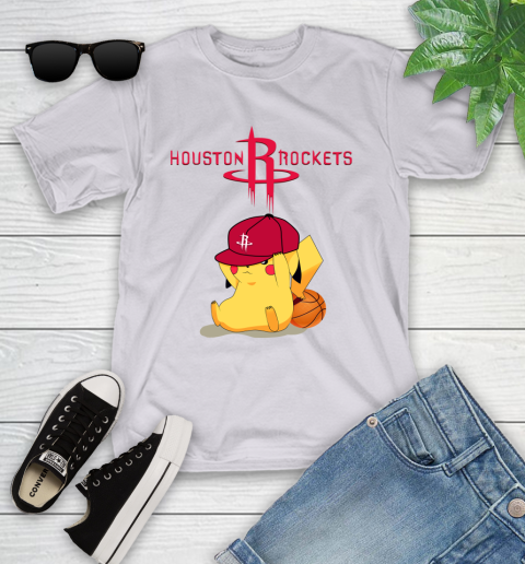 NBA Pikachu Basketball Sports Houston Rockets Youth T-Shirt 4