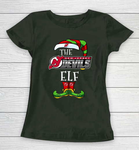 New Jersey Devils Christmas ELF Funny NHL Women's T-Shirt 4