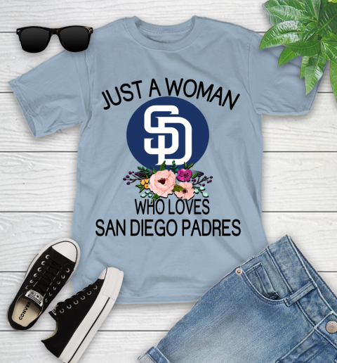 MLB Just A Woman Who Loves San Diego Padres Baseball Sports Youth T-Shirt 6