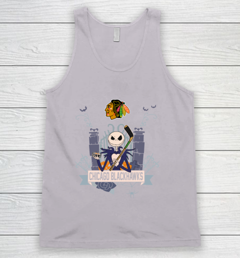 NHL Chicago Blackhawks Hockey Jack Skellington Halloween Tank Top 3