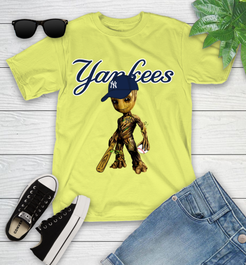 MLB New York Yankees Groot Guardians Of The Galaxy Baseball Youth T-Shirt 8