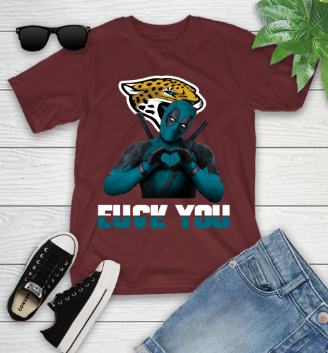 NHL Jacksonville Jaguars Deadpool Love You Fuck You Football Sports Youth T-Shirt 14