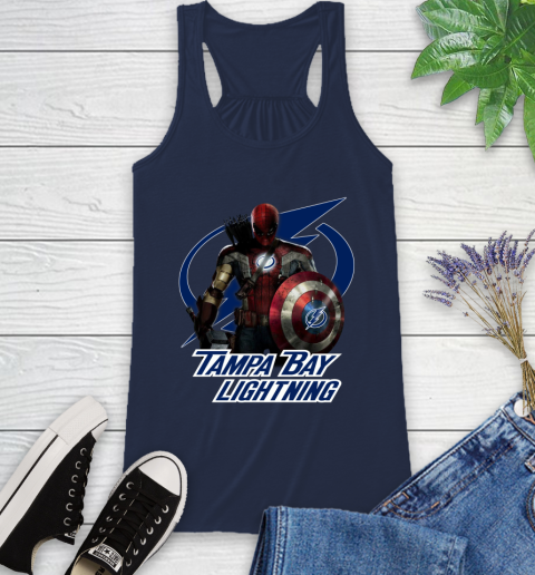 NHL Captain America Thor Spider Man Hawkeye Avengers Endgame Hockey Tampa Bay Lightning Racerback Tank 10