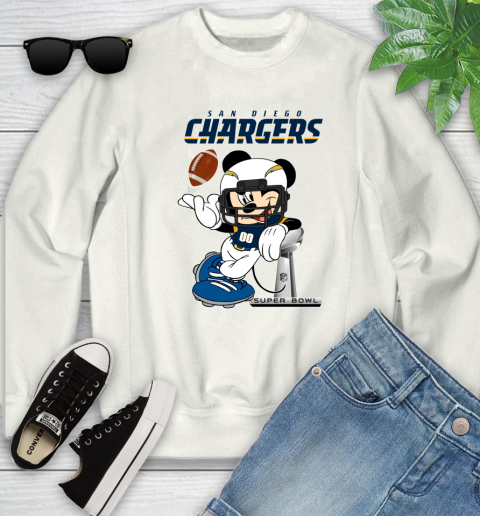 NFL San diego chargers Mickey Mouse Disney Super Bowl Football T Shirt Youth Sweatshirt