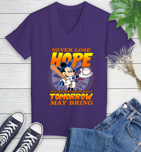 Toronto Blue Jays MLB Baseball Mickey Disney Never Lose Hope Women's V-Neck T-Shirt - Image 4