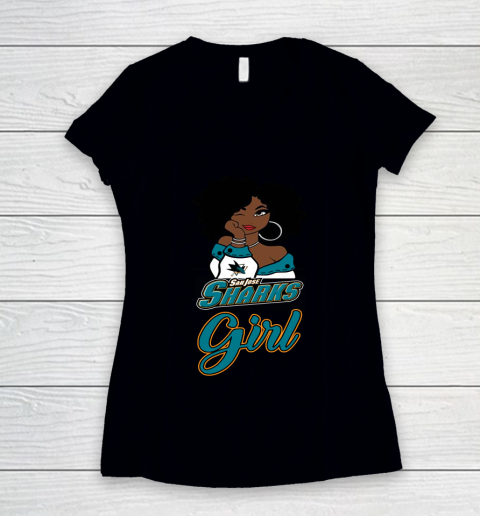 San Jose Sharks Girl NHL Women's V-Neck T-Shirt