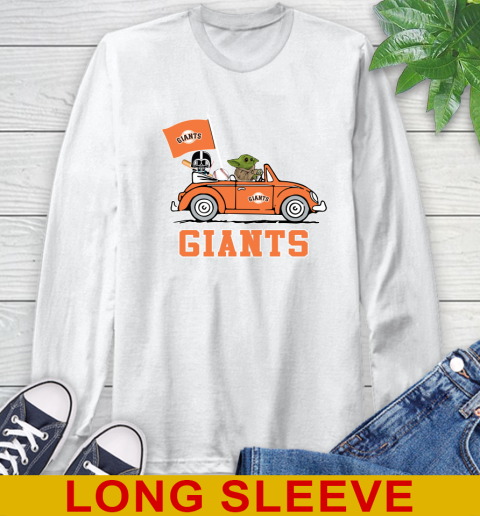 MLB Baseball San Francisco Giants Darth Vader Baby Yoda Driving Star Wars Shirt Long Sleeve T-Shirt