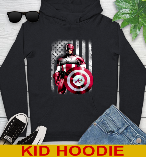Atlanta Braves MLB Baseball Captain America Marvel Avengers American Flag Shirt Youth Hoodie
