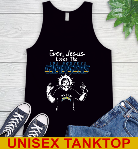 Los Angeles Chargers NFL Football Even Jesus Loves The Chargers Shirt Tank Top