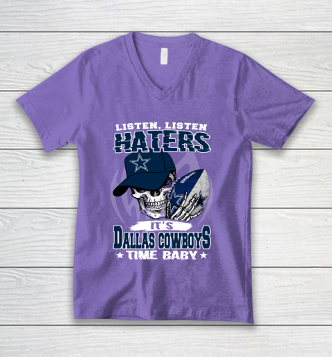 Listen Haters It is COWBOYS Time Baby NFL V-Neck T-Shirt 8