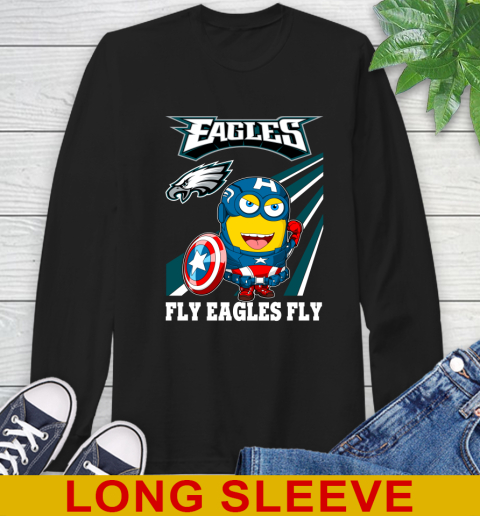 NFL Football Philadelphia Eagles Captain America Marvel Avengers Minion Shirt Long Sleeve T-Shirt