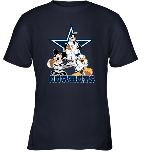 Mickey Donald Goofy The Three Dallas Cowboys Football Youth T-Shirt