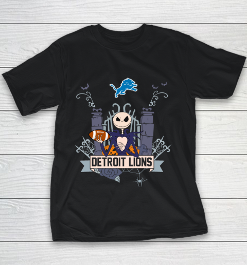 NFL Detroit Lions Football Jack Skellington Halloween Youth T-Shirt