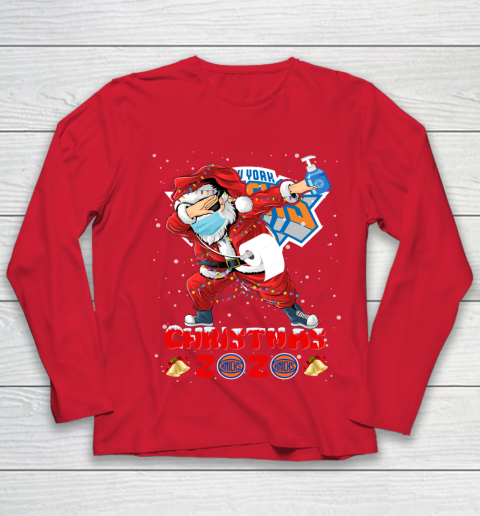 New York Knicks Funny Santa Claus Dabbing Christmas 2020 NBA Youth Long Sleeve 8