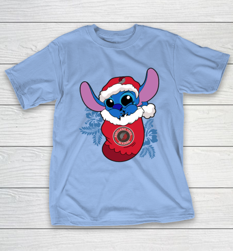 Portland Trail Blazers Christmas Stitch In The Sock Funny Disney NBA T-Shirt 11